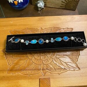 Echo of the Dreamer Rare Gemstone Sterling Bracelet with opal and pearls